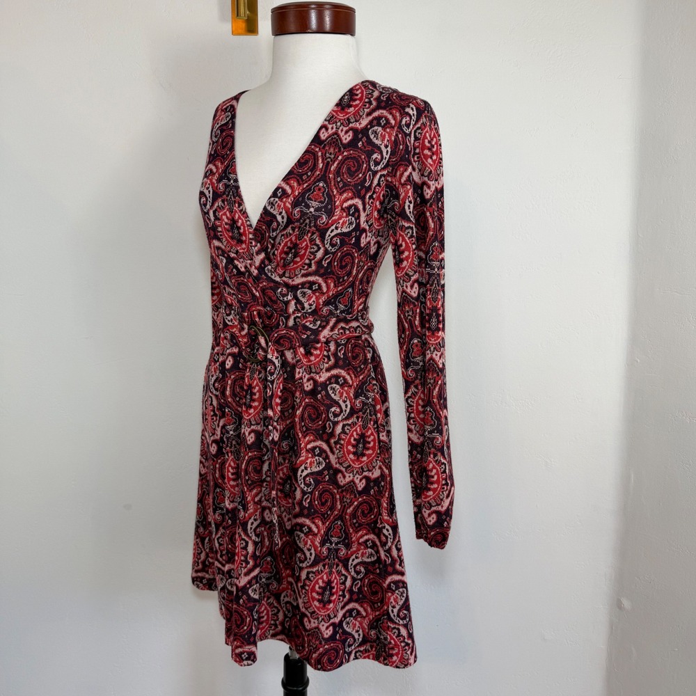 Maeve Anthropologie Paisley Belted Fit Flare Dress Pockets Small Boho Indie 70s - Picture 7 of 15